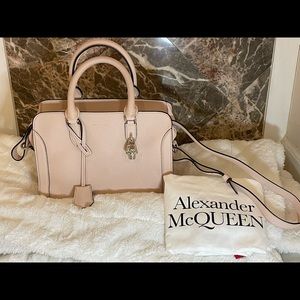 Alexander McQUEEN Nude Small Padlock Leather Satchel Purse